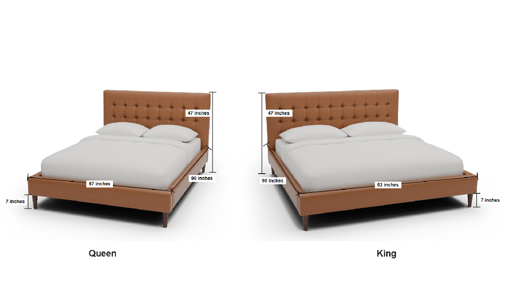 Wallace Leather Tufted King & Queen Bed - Dimensions