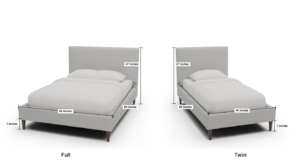 Wallace Untufted Full & Twin Bed - Dimensions