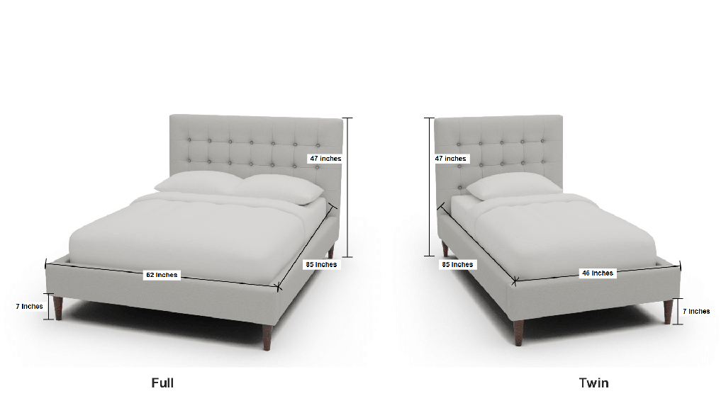 Wallace Tufted Full & Twin Bed - Dimensions
