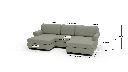 Manor 121" Double Chaise With Armless Chair - Dimensions