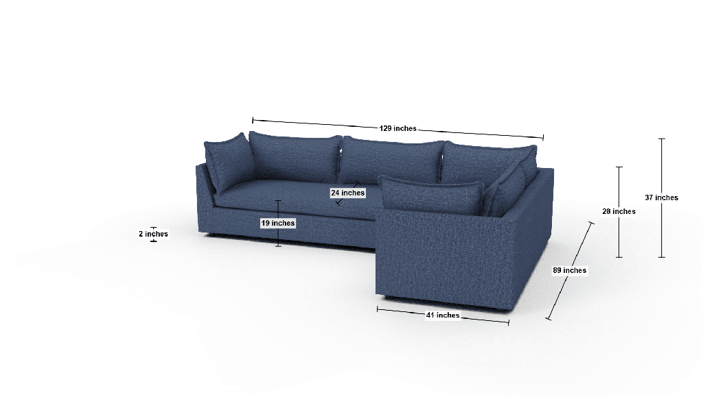 Cherrywood 129" LAF Sofa Sectional - Dimensions