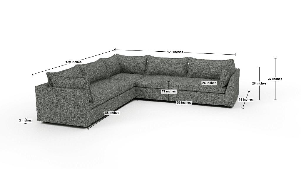 Cherrywood 129" Corner Sectional - Dimensions