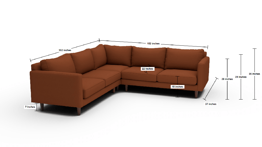 Wallace 102" Untufted Corner Sectional - Dimensions