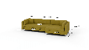 Bonnell 137" Right Cuddler Sectional - Dimensions