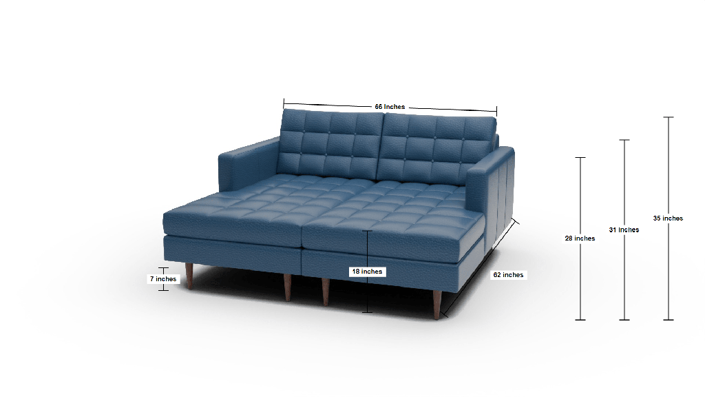 Wallace 66" Leather Double Chaise - Dimensions