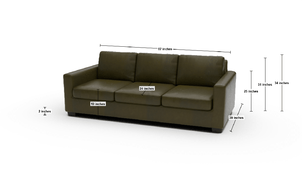 Track 87" Leather Sofa - Dimensions