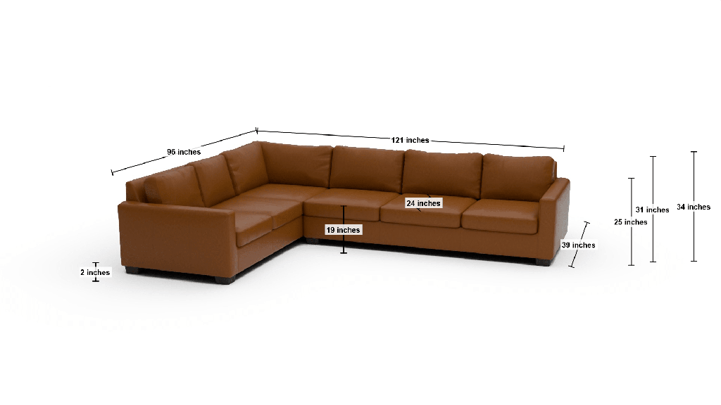 Track 121" Leather Left Corner Sectional - Dimensions