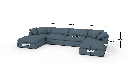Fluffy DB 178" 4 Piece Sectional W/Double Otto - Dimensions