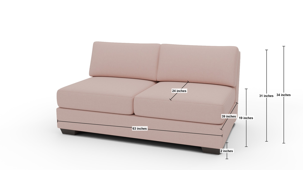 Track Armless Loveseat - Dimensions