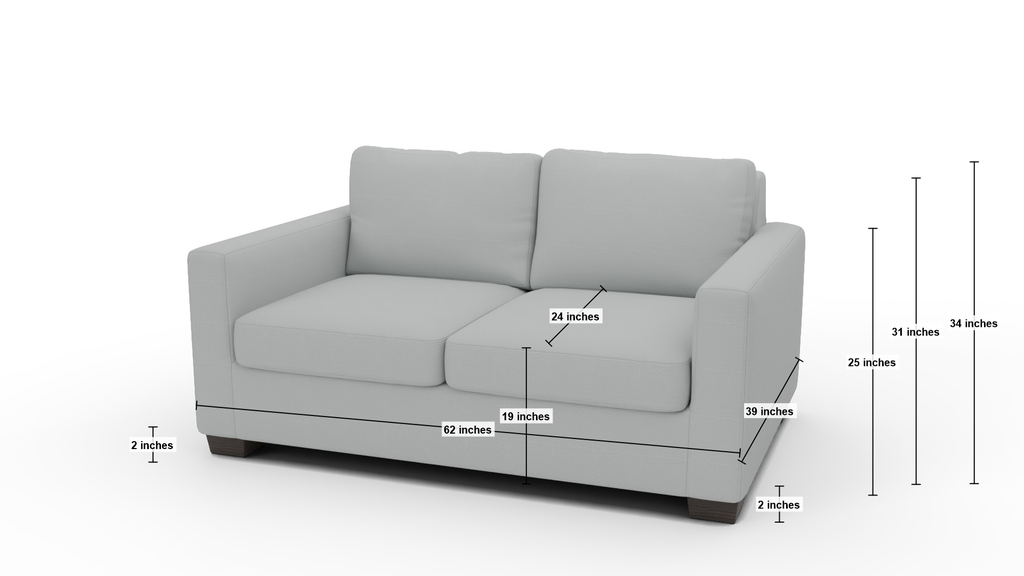 Track 62" Loveseat - Dimensions