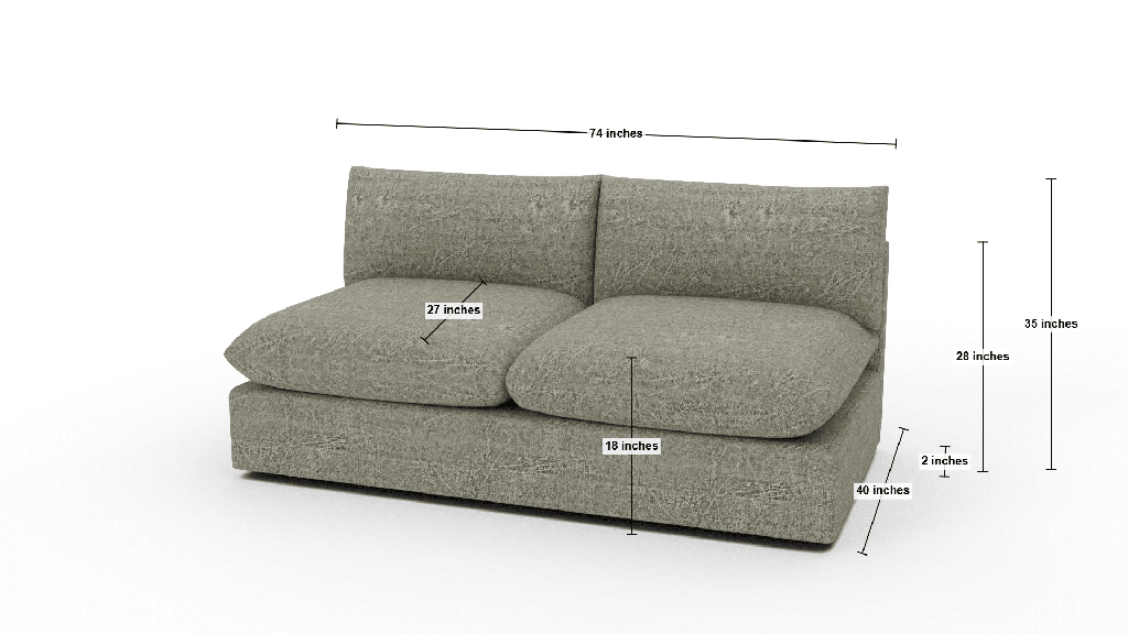SoCo Armless Sofa - Dimensions