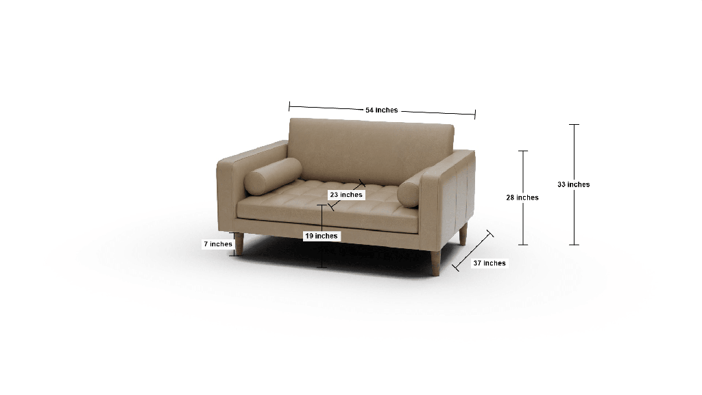 Ladybird 54" Leather Chair and A Half - Dimensions