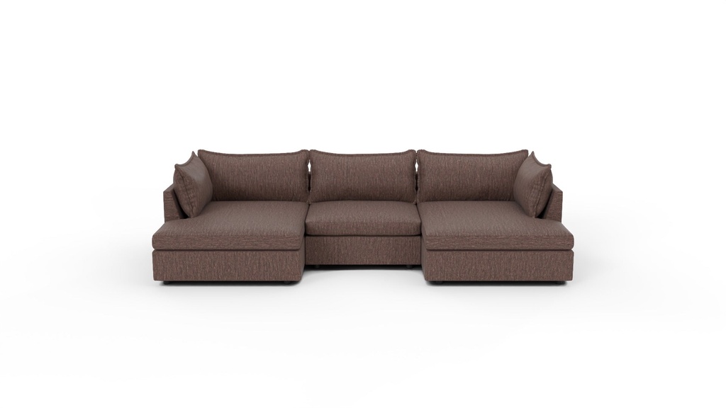 Cherrywood 3 Pc Double Chaise Sectional w/Armless Chair (Amigo II Dusk)