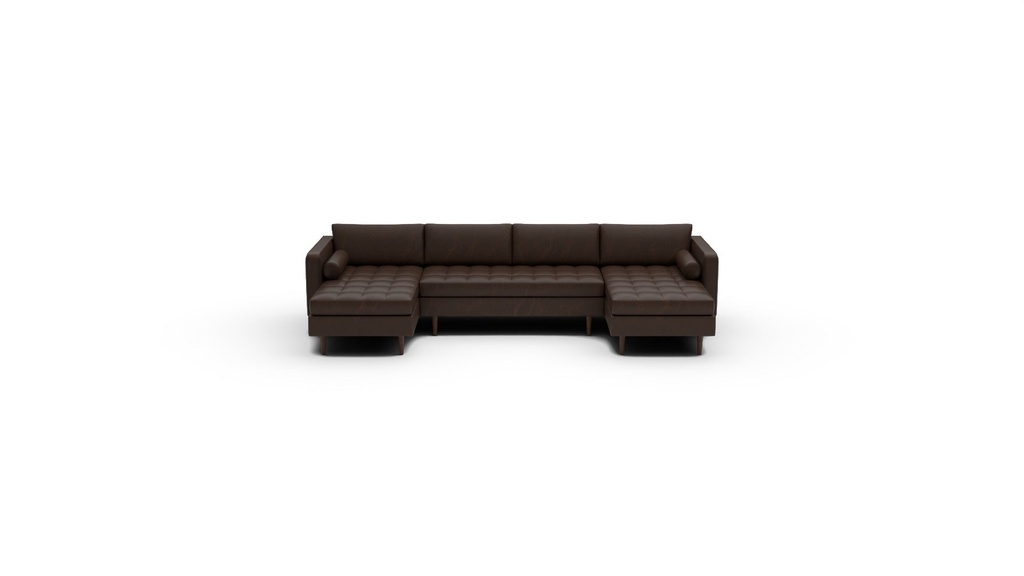 Ladybird Leather 3 Pc Double Chaise Sectional w/Armless Loveseat (Cheyenne Arrowshaft)