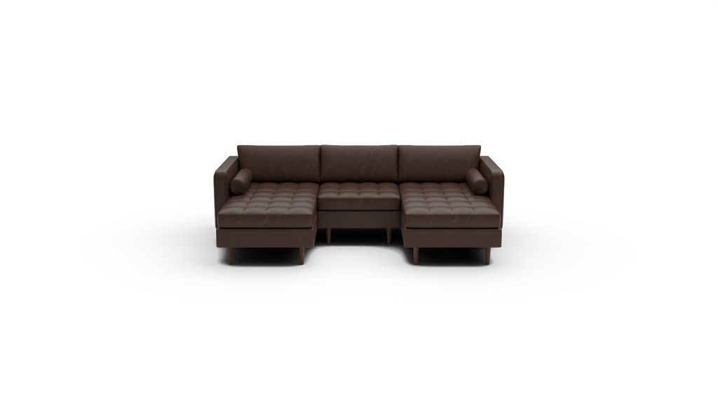 Ladybird Leather 3 Pc Double Chaise Sectional w/Armless Chair (Cheyenne Arrowshaft)