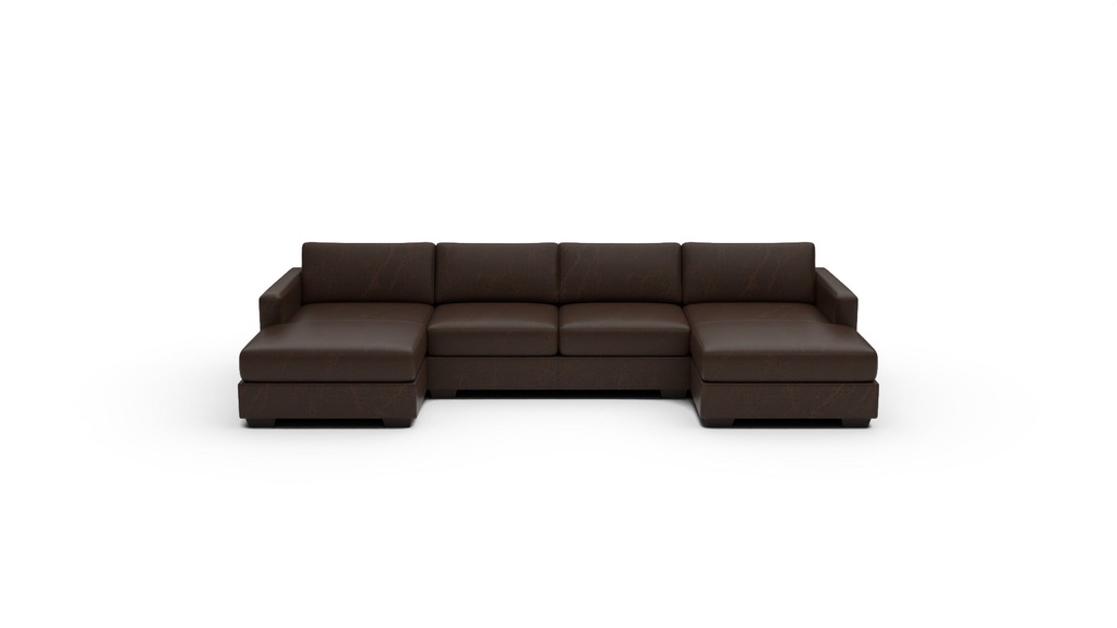 Track Leather 3 Pc Double Chaise Sleeper Sectional (Cheyenne Arrowshaft)