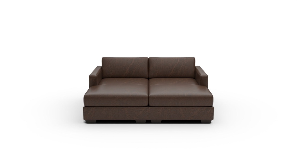 Track Leather 2 Pc Double Chaise Sectional