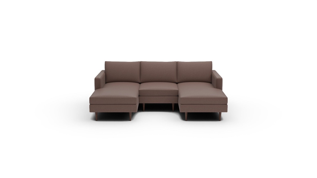 Wallace Untufted 3 Pc Double Chaise Sectional w/Armless Chair (Amigo II Dusk)