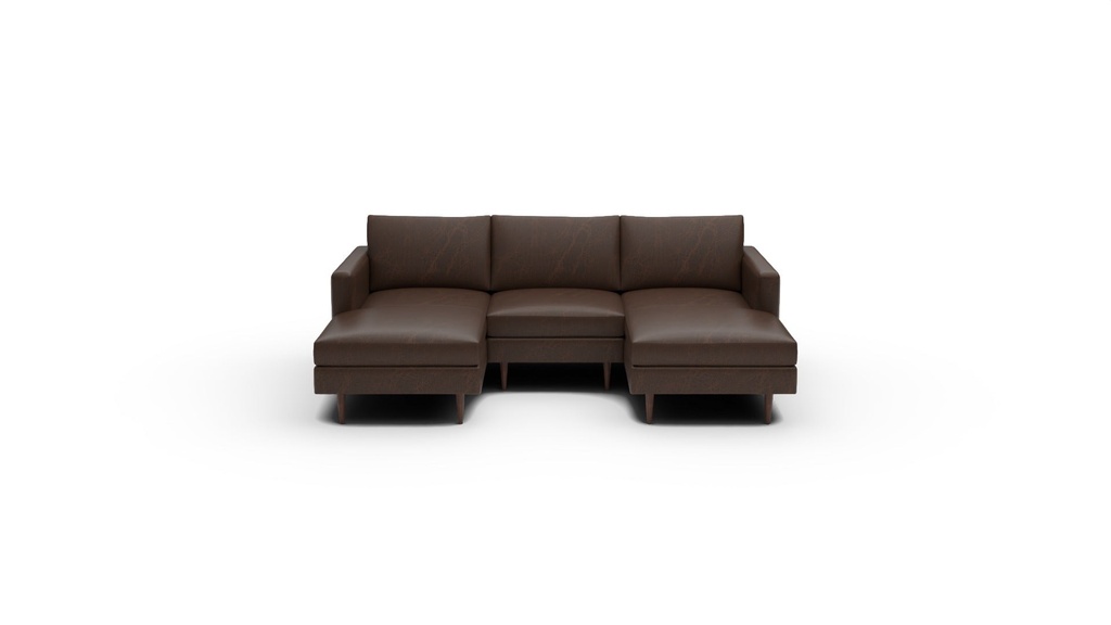 Wallace Untufted Leather 3 Pc Double Chaise Sectional w/Armless Chair (Cheyenne Arrowshaft)