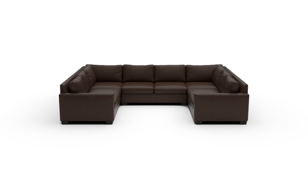 Track Leather 3 Pc U Sleeper Sectional