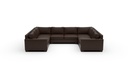 Track Leather 3 Pc U Sleeper Sectional